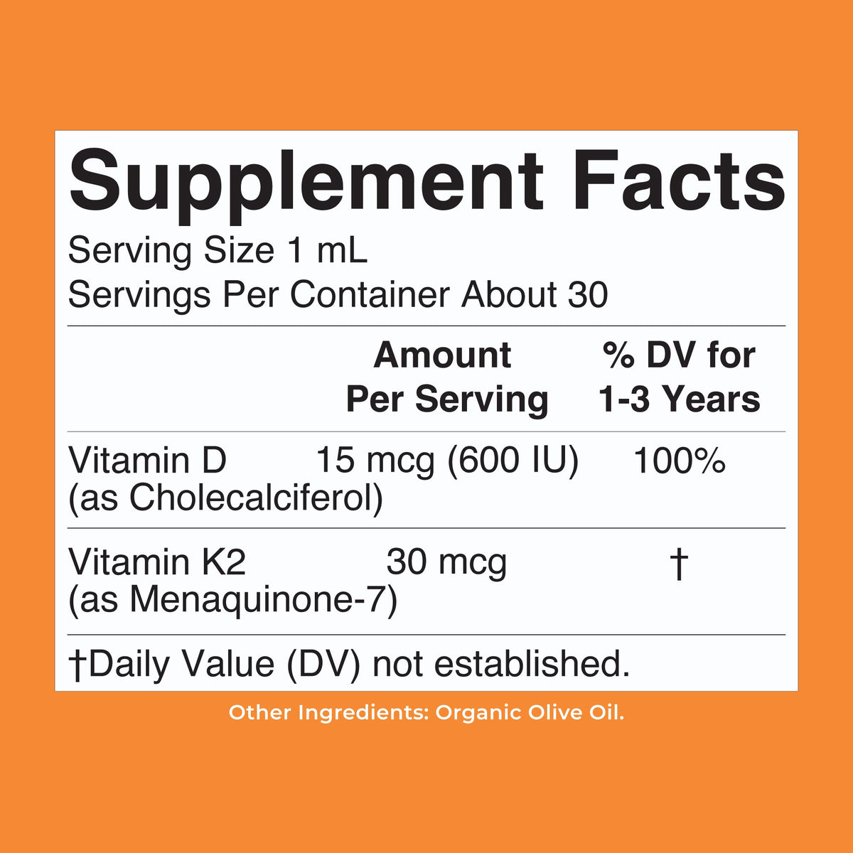 Toddler Vitamin D3+K2 Liquid Drops