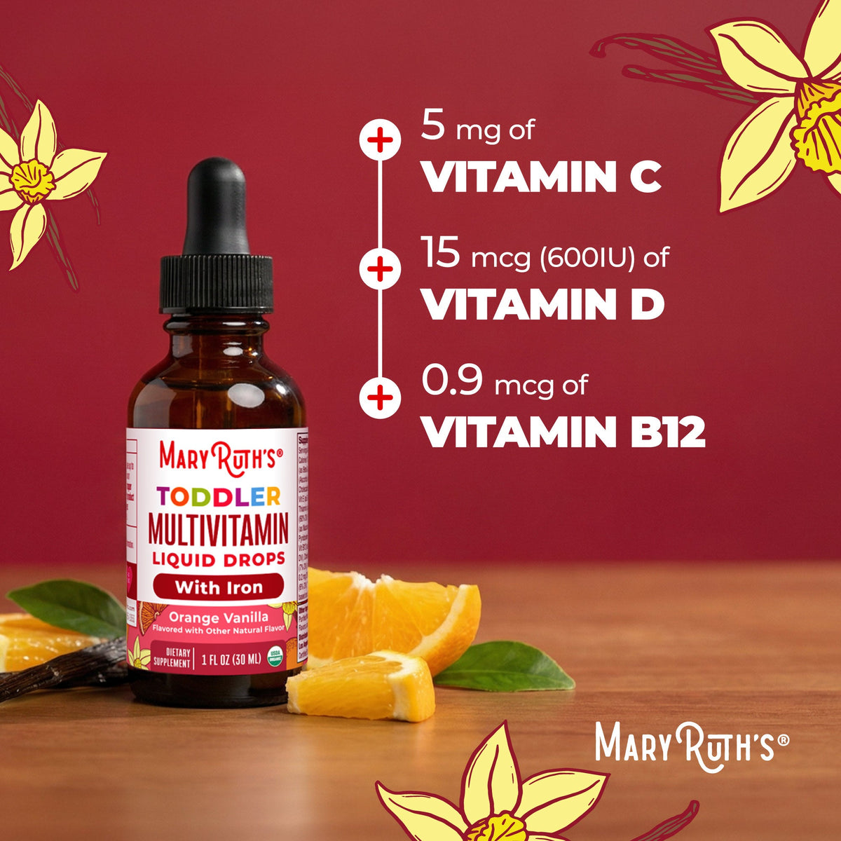 Organic Toddler Multivitamin Liquid Drops With Iron