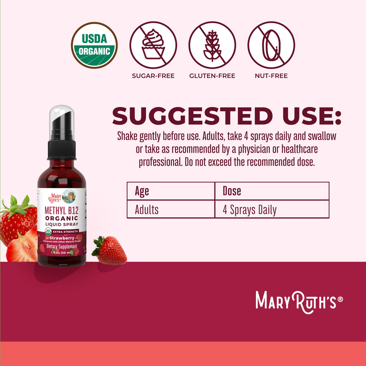 Methyl B12 Organic Spray, Strawberry