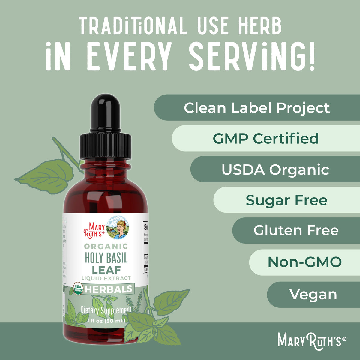 Organic Holy Basil Leaf Liquid Drops