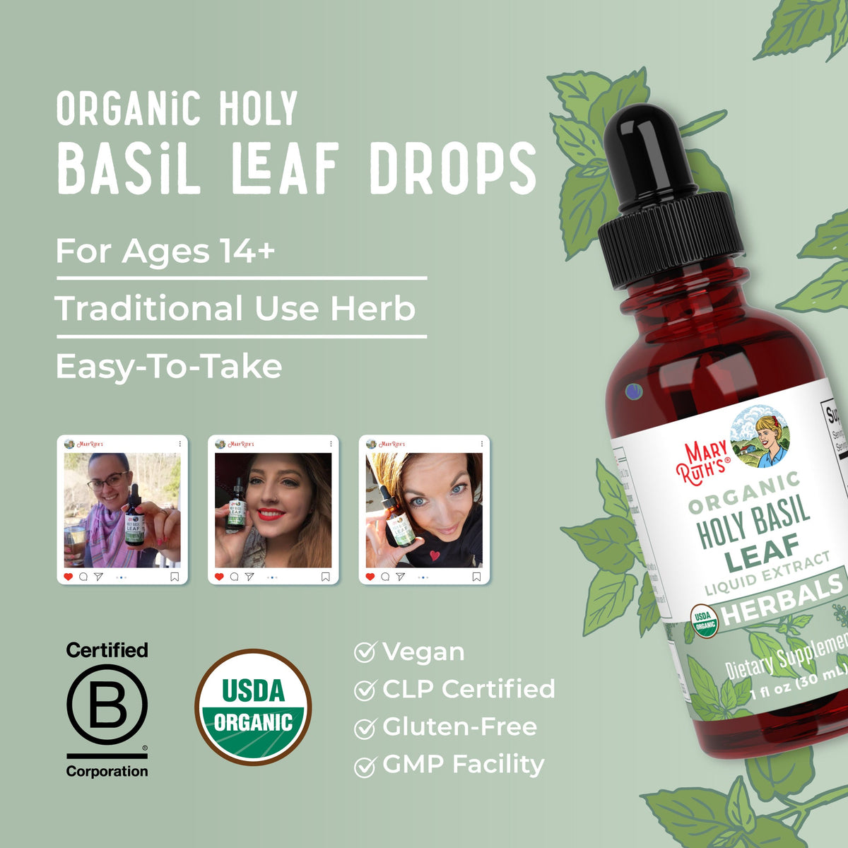 Organic Holy Basil Leaf Liquid Drops