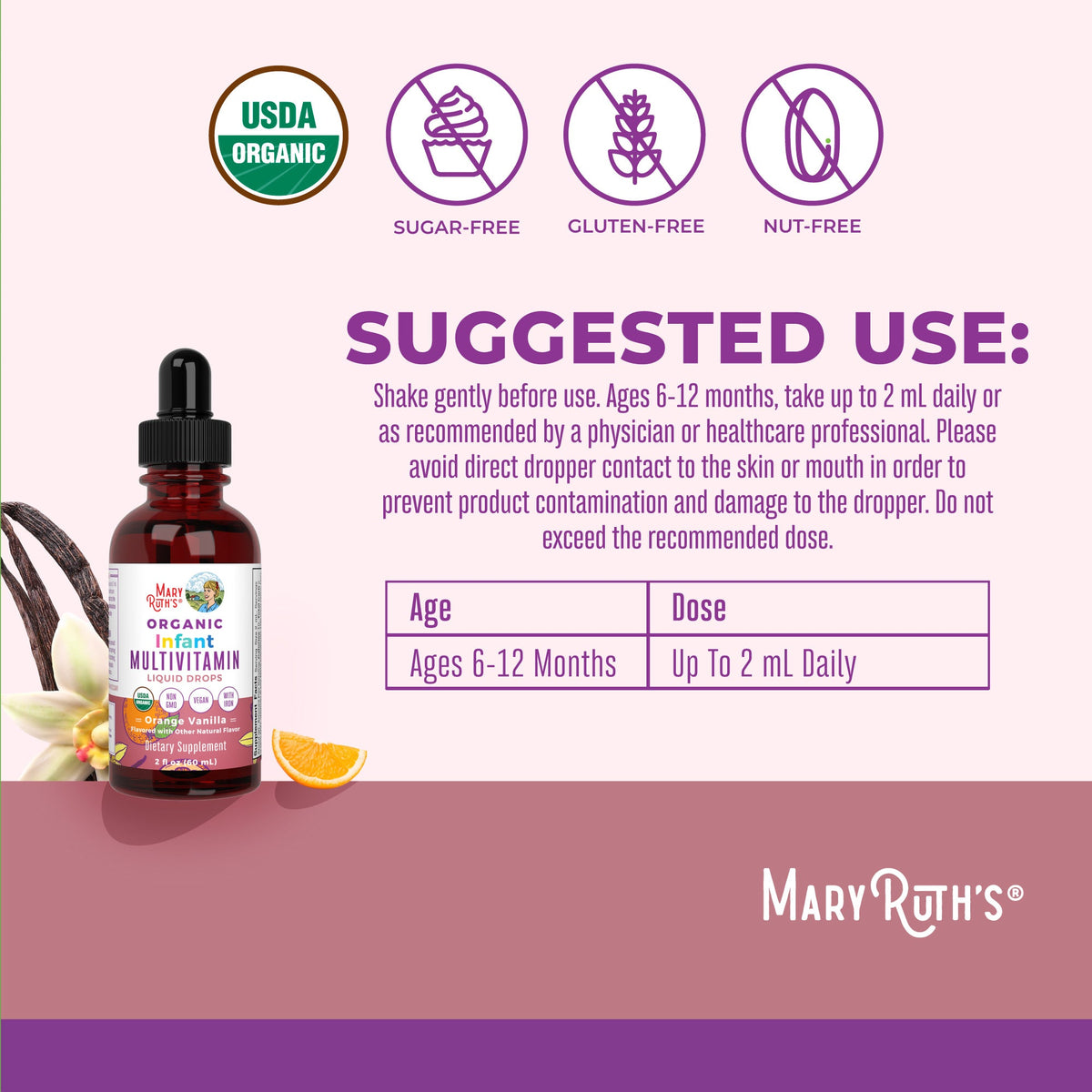 Organic Infant Multivitamin with Iron Liquid Drops