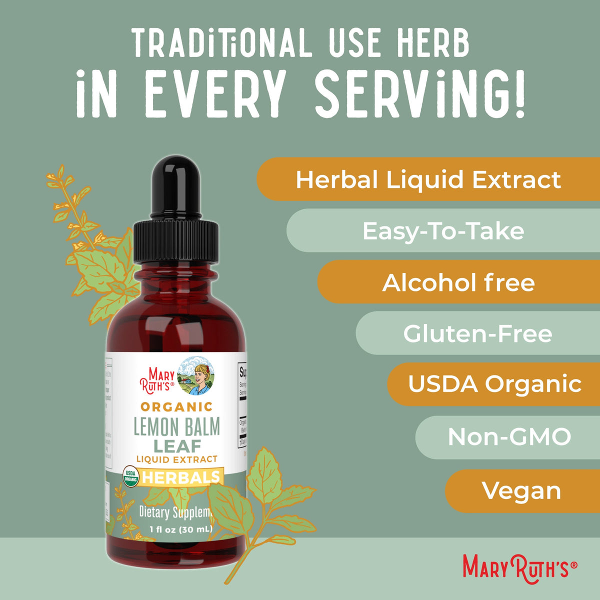 Organic Lemon Balm Leaf Liquid Drops
